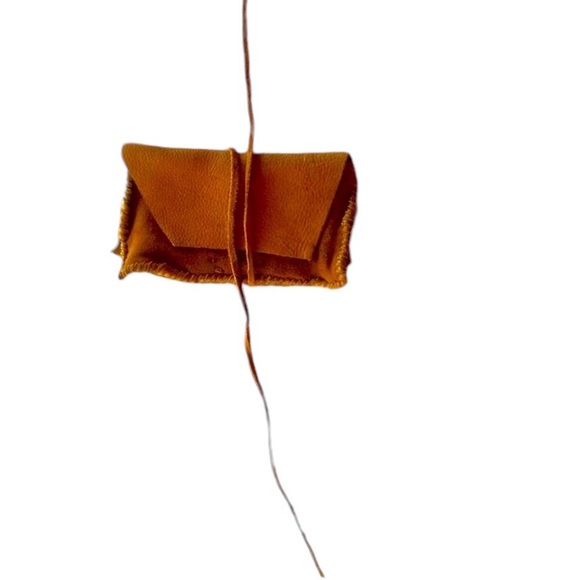 Leather Fringed Boho Clutch Brown Leather with Light Grey Fringe